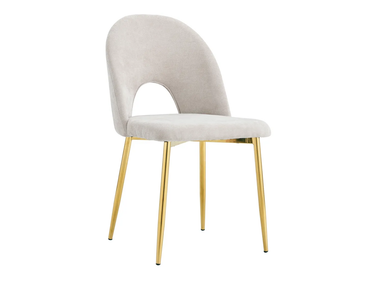 Lot de 4 chaises TEDDY Gold velours - Chenille moka