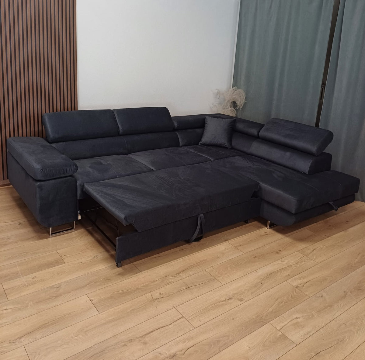 Canapé d’angle TOULOUSE Tissu Angle Droit 275x202 cm #couleur_anthracite