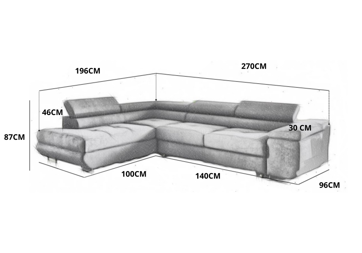 Canapé d’Angle Convertible TOULOUSE Beige avec COFFRE de rangement – Angle Gauche – Velours – 275x202 cm