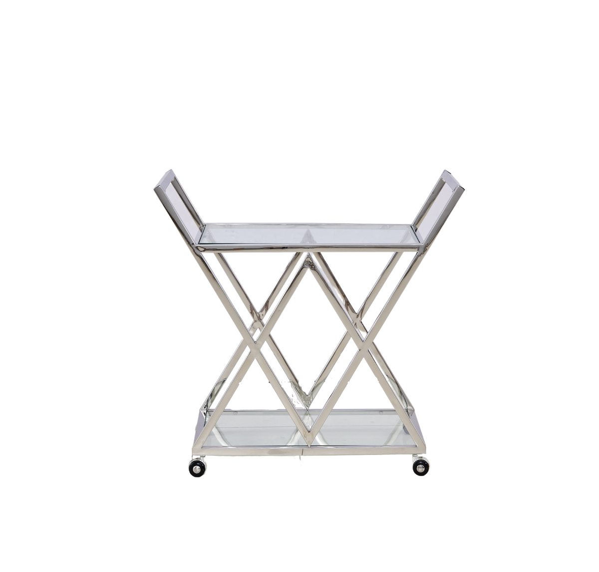 Chariot TRIANGLE Chrome Verre Transparent 60x40x75 cm