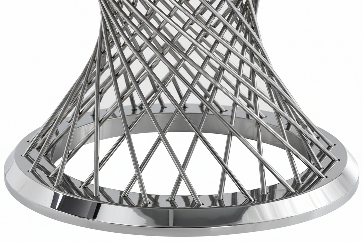 Table Basse DELUXE Ronde Plateau Verre Trempé Marbré Noir Structure Chrome D100x45cm