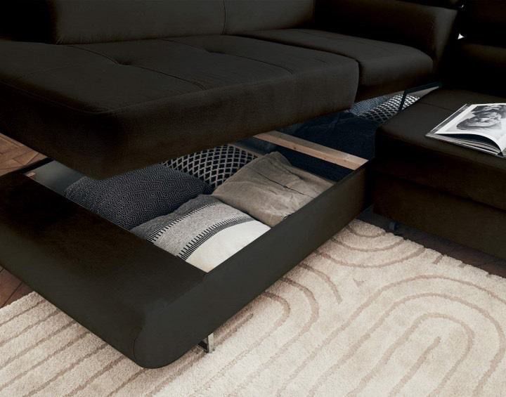 Canapé TOULOUSE angle gauche velours 275x202 cm #couleur_noir