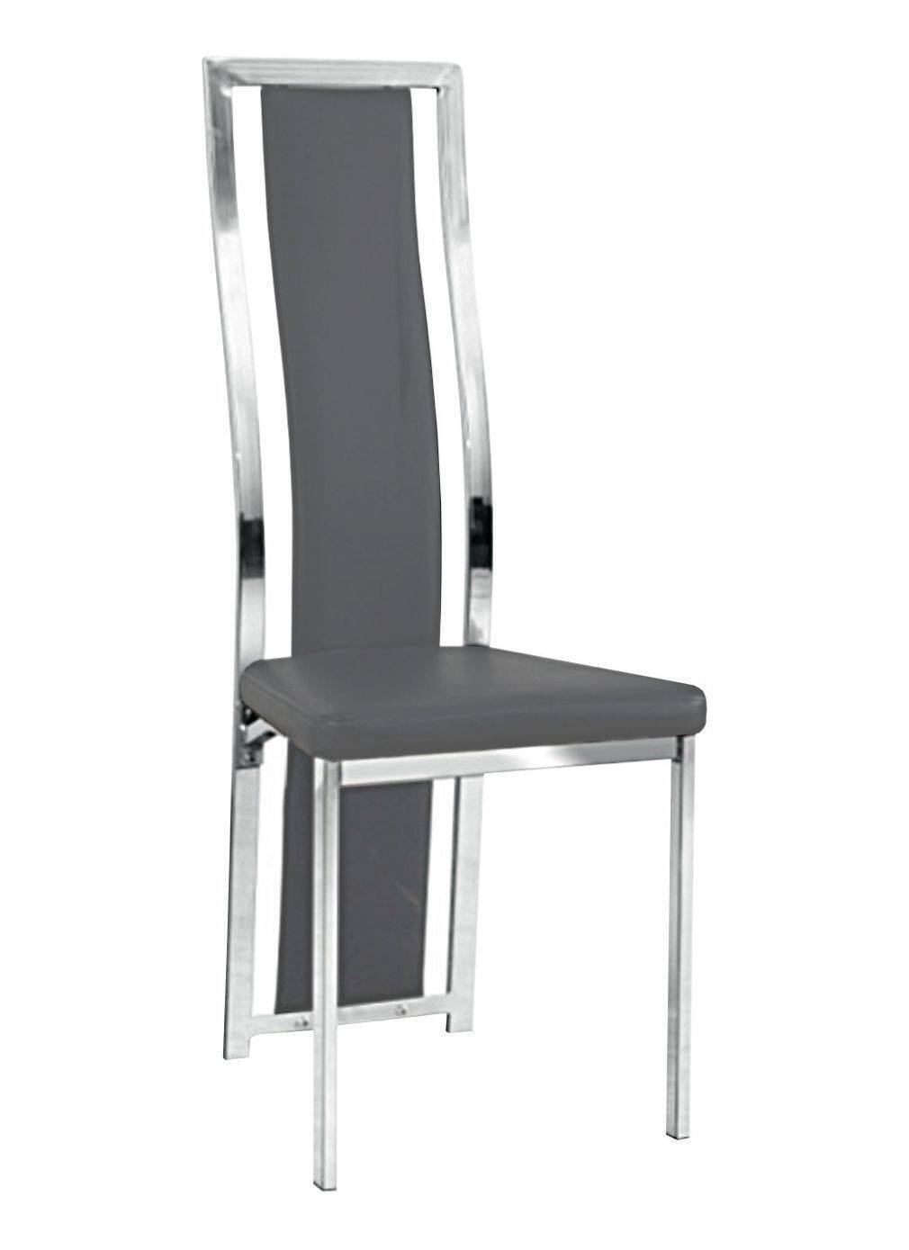 Lot de chaises Dana simili cuir contour chromé #couleur_gris