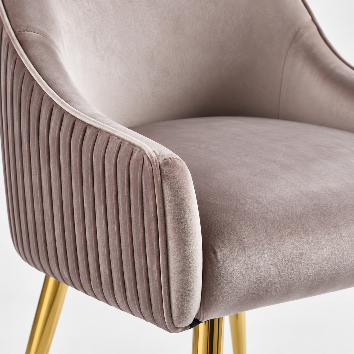 Lot de 4 chaises velours moka pieds métal doré – Luxury