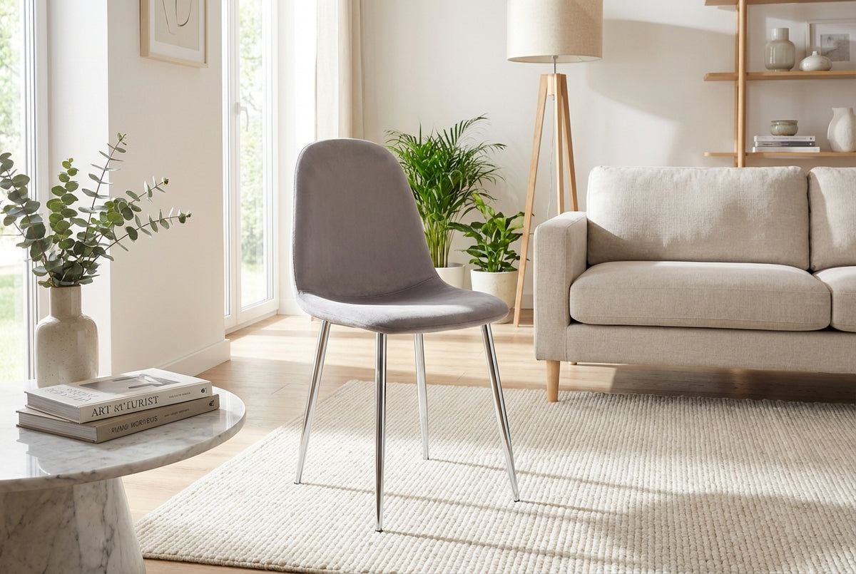 Lot de 4 chaises scandinaves velours anthracite pieds chrome #couleur_anthracite