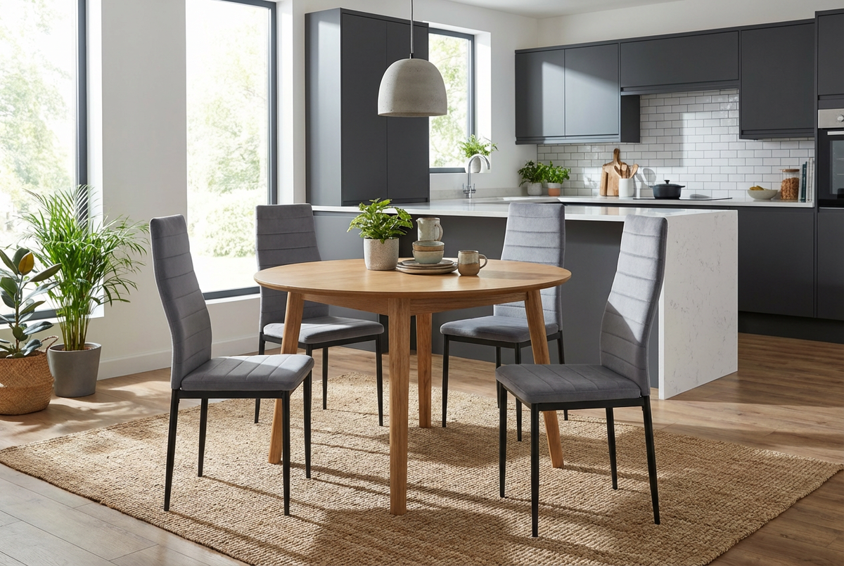 Lot 6 chaises velours gris pieds métal noir 52x45x90 cm TOLIA