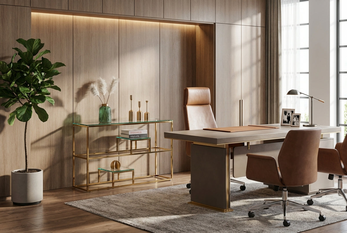 Console métal gold plateau transparent 120x40x78 cm ROMY