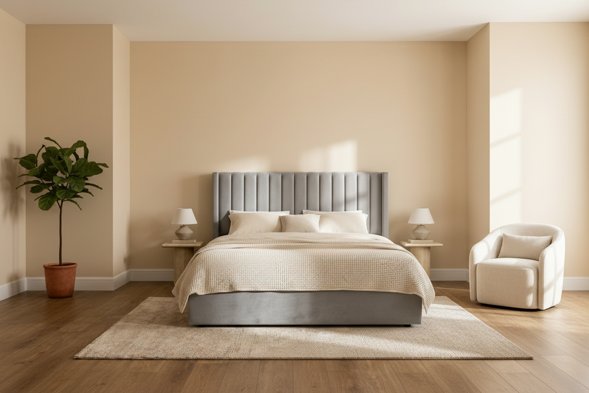Lit Coffre 160x200 – Velours Gris Sommier Inclus #couleur_gris