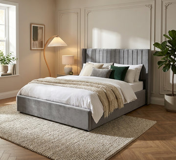 Lit Coffre 180x200 – Velours Gris Sommier Inclus #couleur_gris