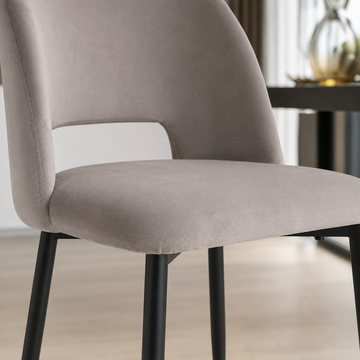 Lot de chaises AVA Métal noir Velours #couleur_gris