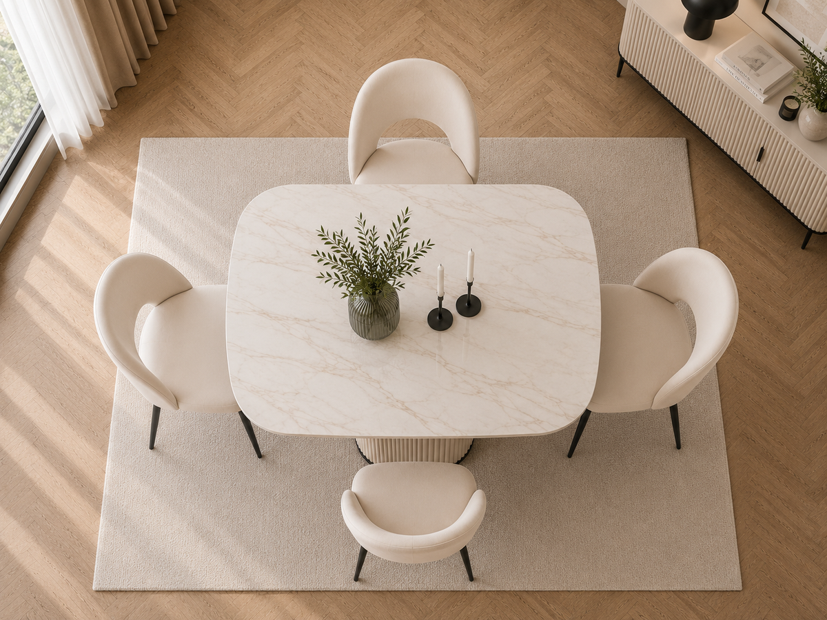 Lot de chaises TEDDY métal noir velours #couleur_beige