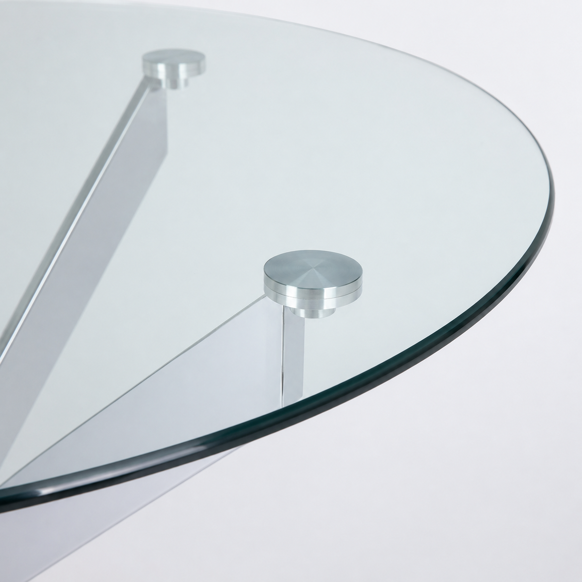 Table à manger ronde JESSICA TRANSPARENT chrome 100 cm 4 couverts