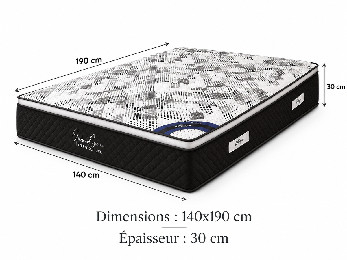 Matelas PLAZA à ressorts ensachés 140x190 cm épaisseur 30 cm