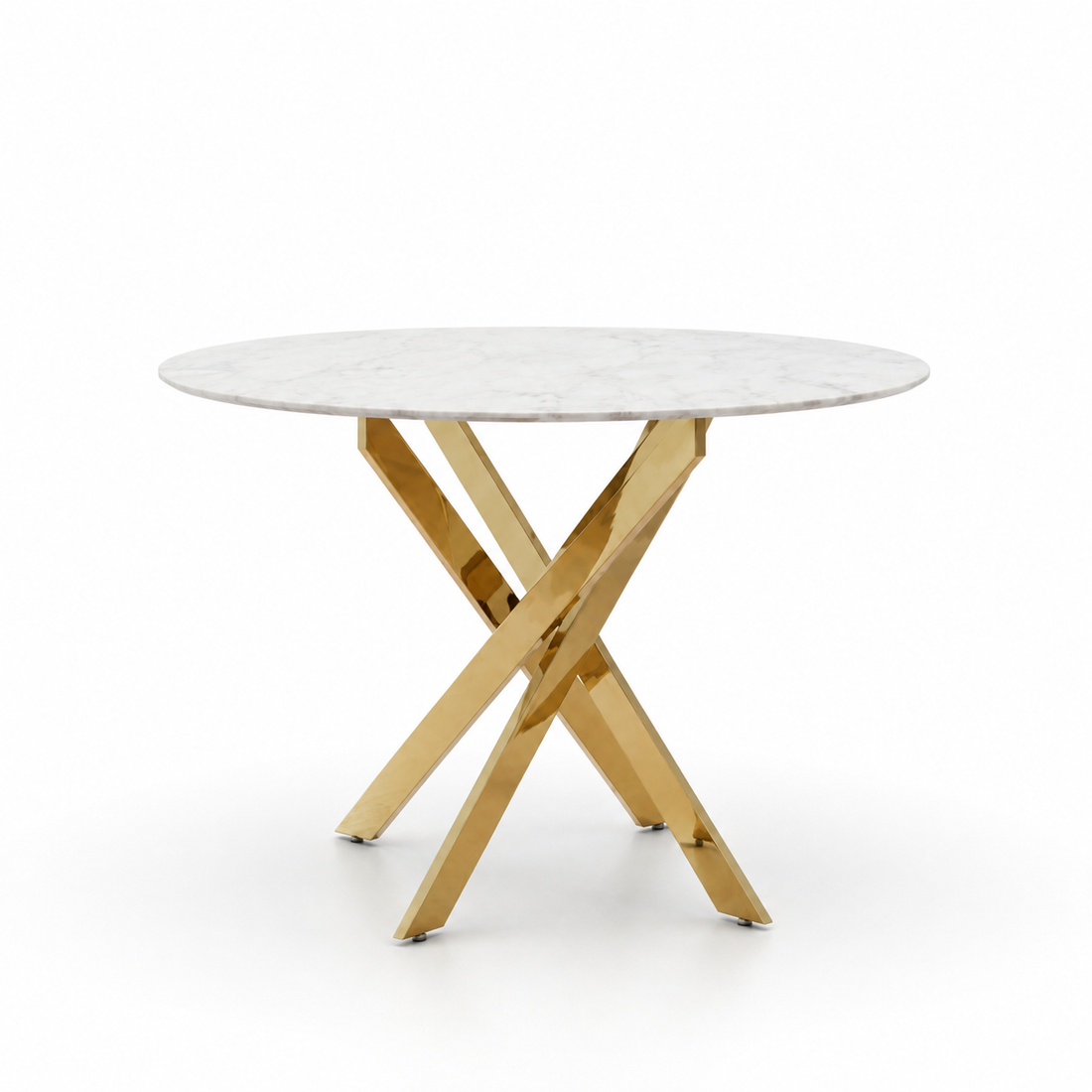 Table à manger ronde JESSICA Gold 100 cm 4 couverts #couleur_marbré-gris