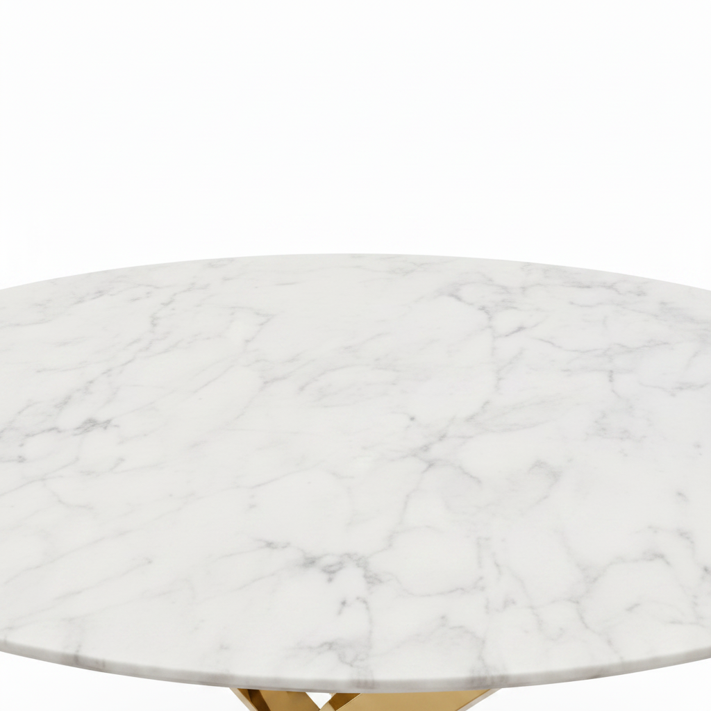 Table à manger ronde JESSICA Gold 100 cm 4 couverts #couleur_marbré-gris
