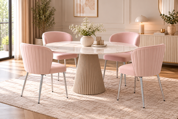 Lot de 4 chaises moderne DIANA chrome velours - Rose