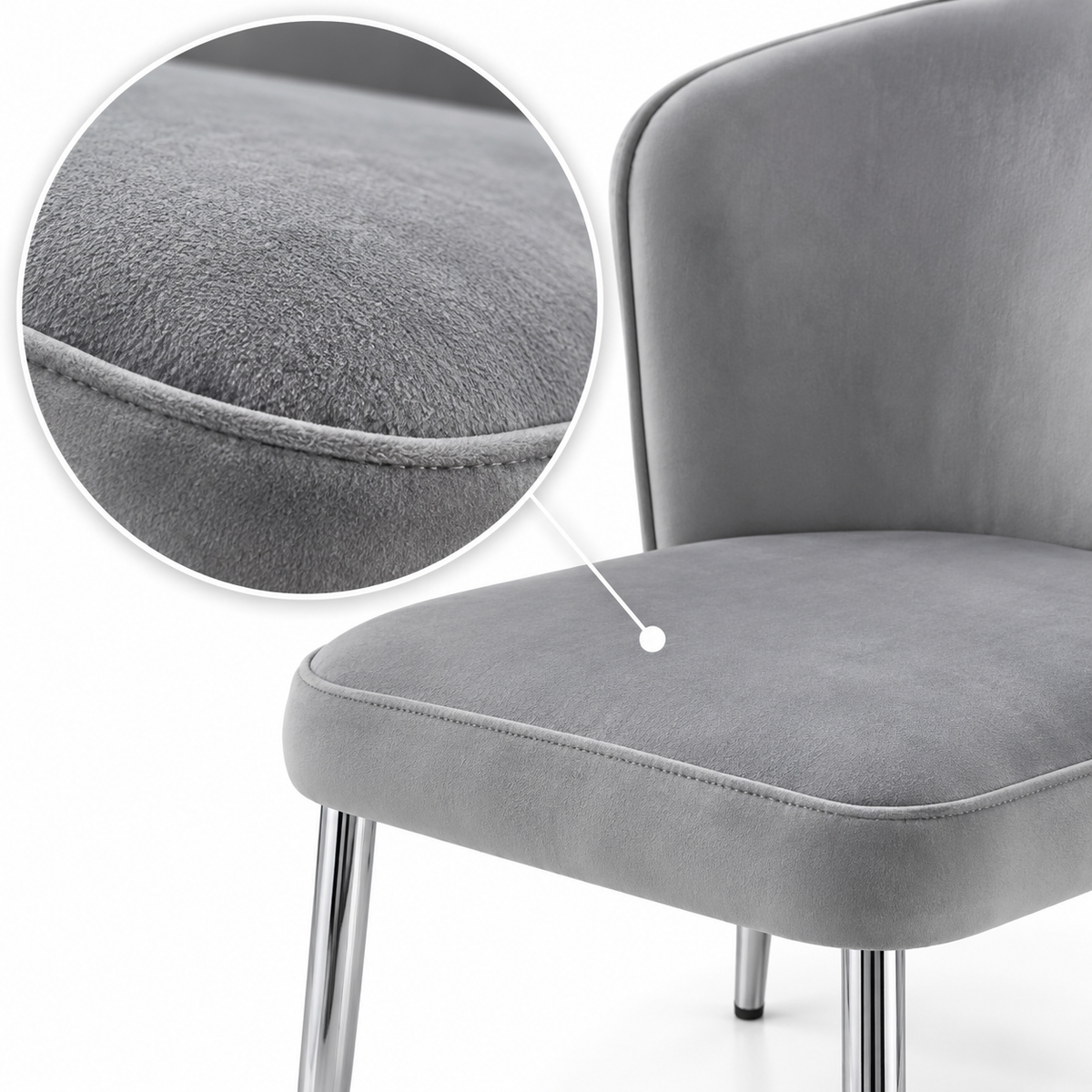 Lot de 4 chaises velours gris pieds métal chromé – Diana
