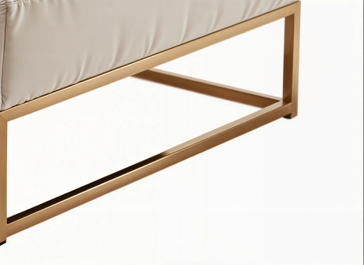 Table basse pouf velours beige 80x80 cm - CAPITONNE