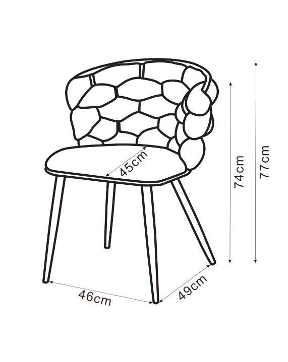 Lot de 2 chaises salle à manger en tissu gris pieds métal noir - LOLIPOP