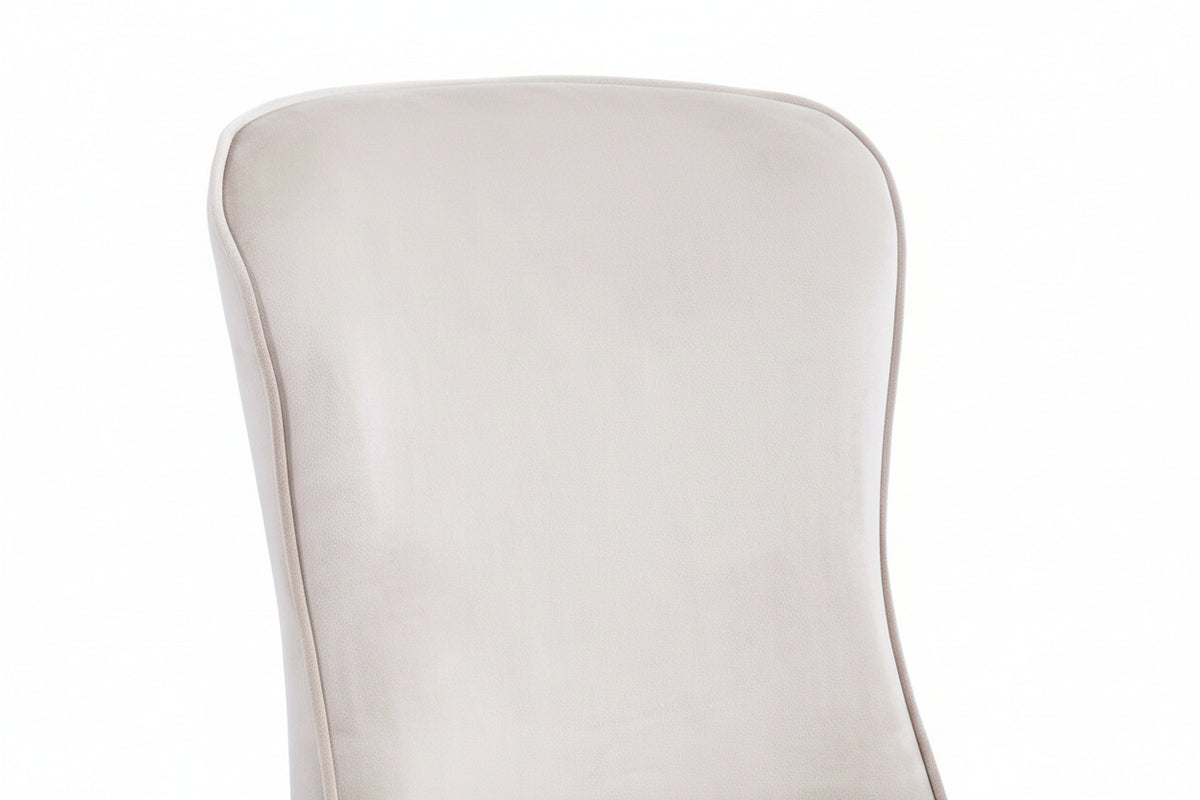 Lot 4 Chaises Salle à Manger Gabrielle Velours Beige Capitonné Pieds Métal Noir