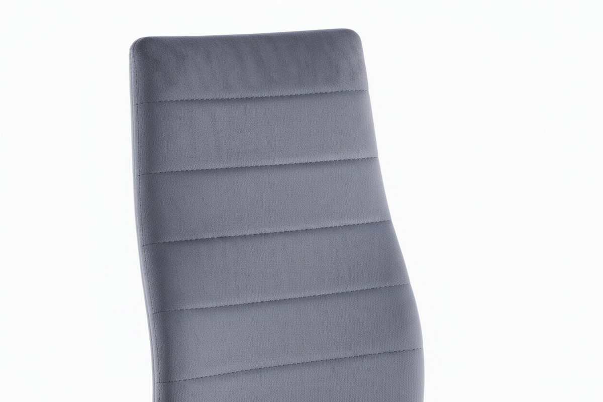 Lot 6 chaises velours gris pieds métal noir 52x45x90 cm TOLIA