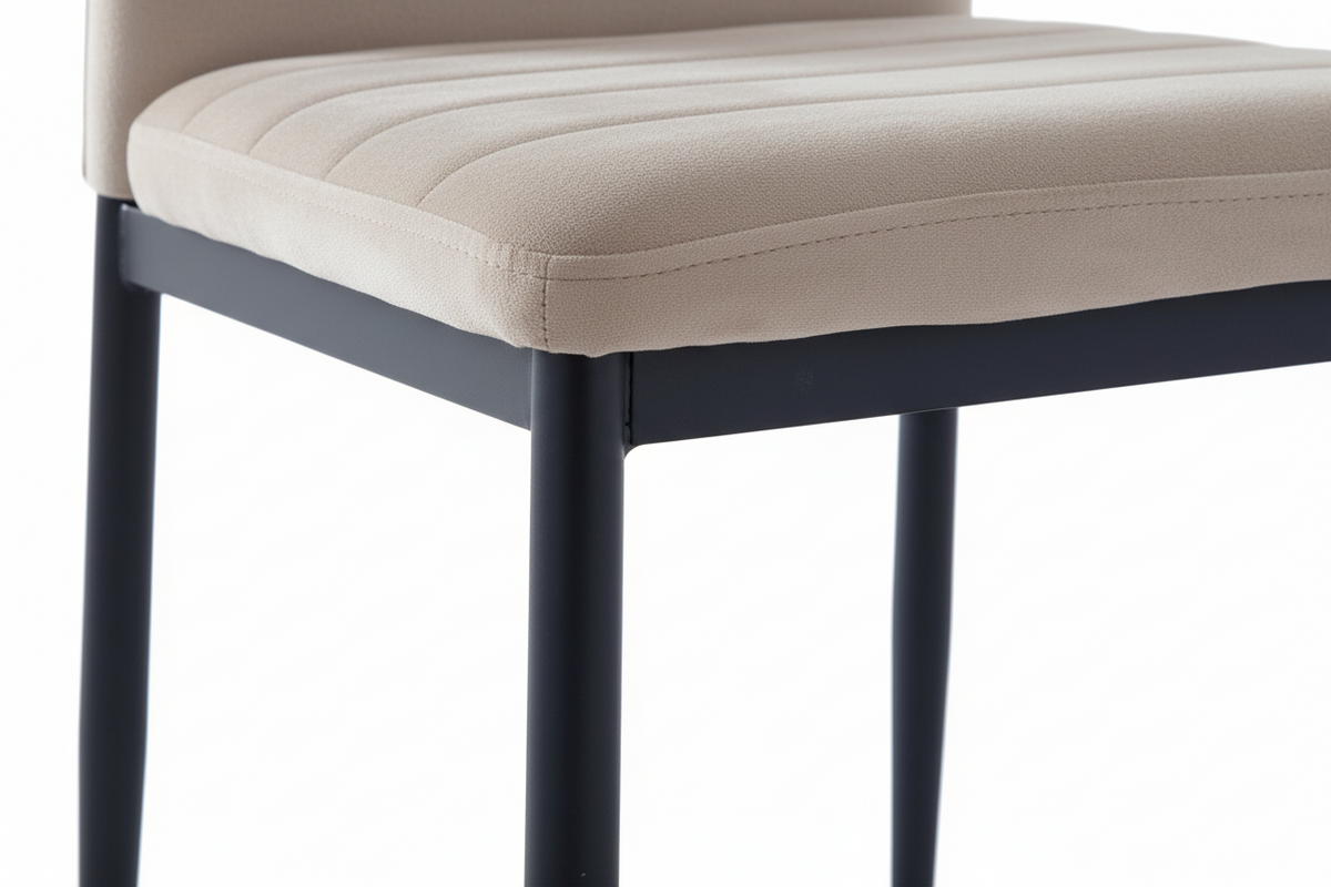 Lot 6 chaises velours taupe pieds métal noir 52x45x90 cm TOLIA