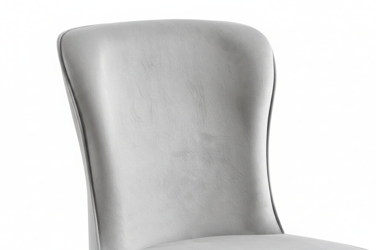 Lot 4 Chaises Salle à Manger Gabrielle Velours Gris Capitonné Pieds Métal Noir