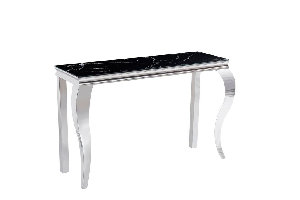 Console BAROQUE chrome verre marbre 120x40x78 cm