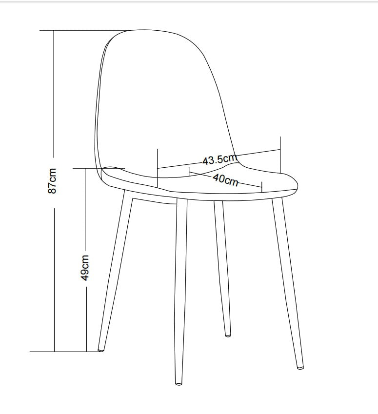 Lot de 4 Chaises Scandinaves Velours Gris Pieds Chrome 43,5x40x87cm
