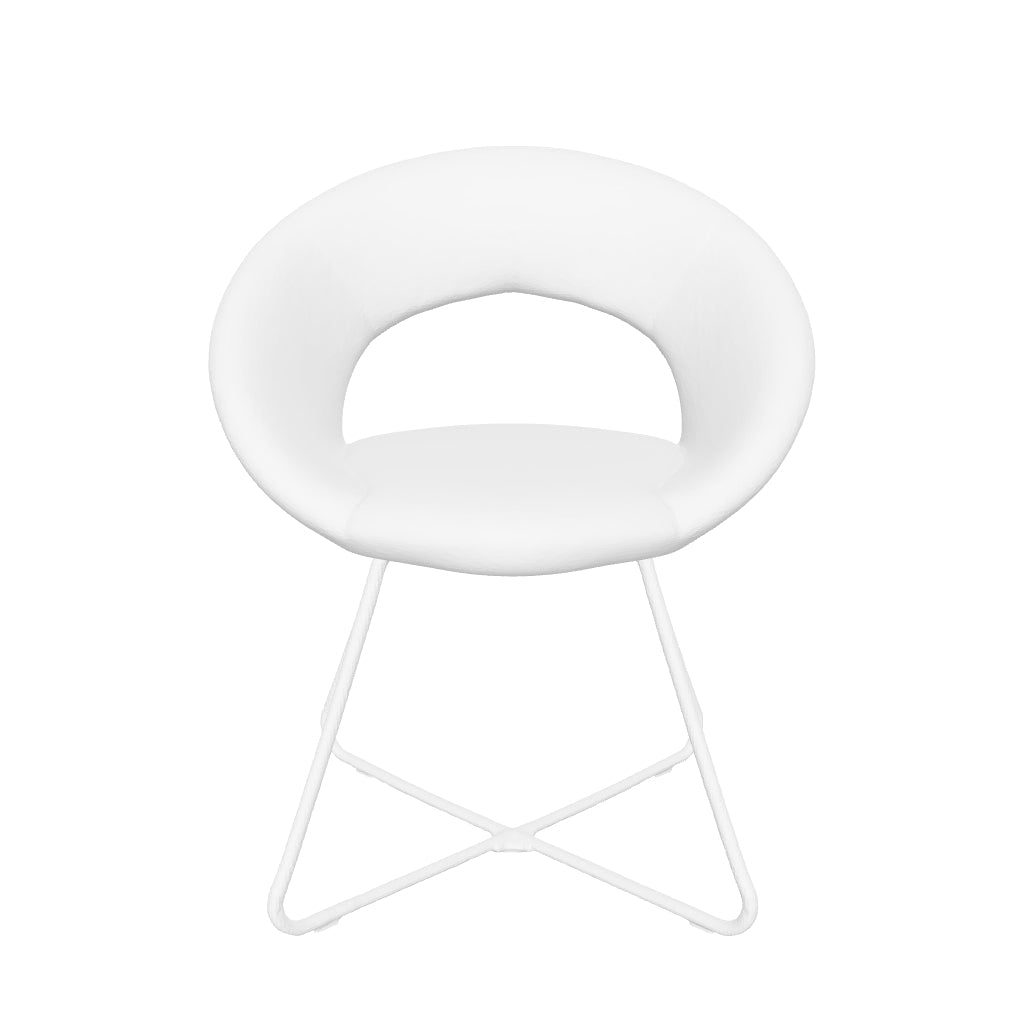 Lot de 4 Chaises BUBBLE Chrome velours - Blanc doudou