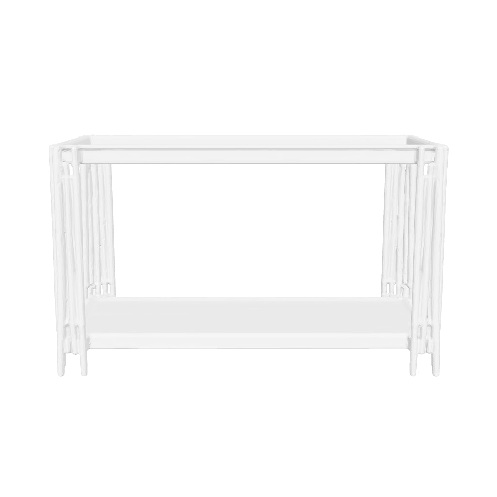 Console chrome verre marbré blanc 120x40x78 cm FLUTE