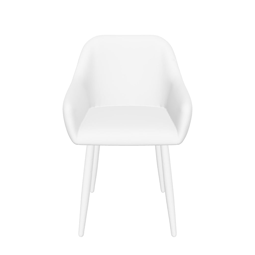 Lot 2 Chaises Salle à Manger Peach Accoudoirs Écru Pieds Métal Noir