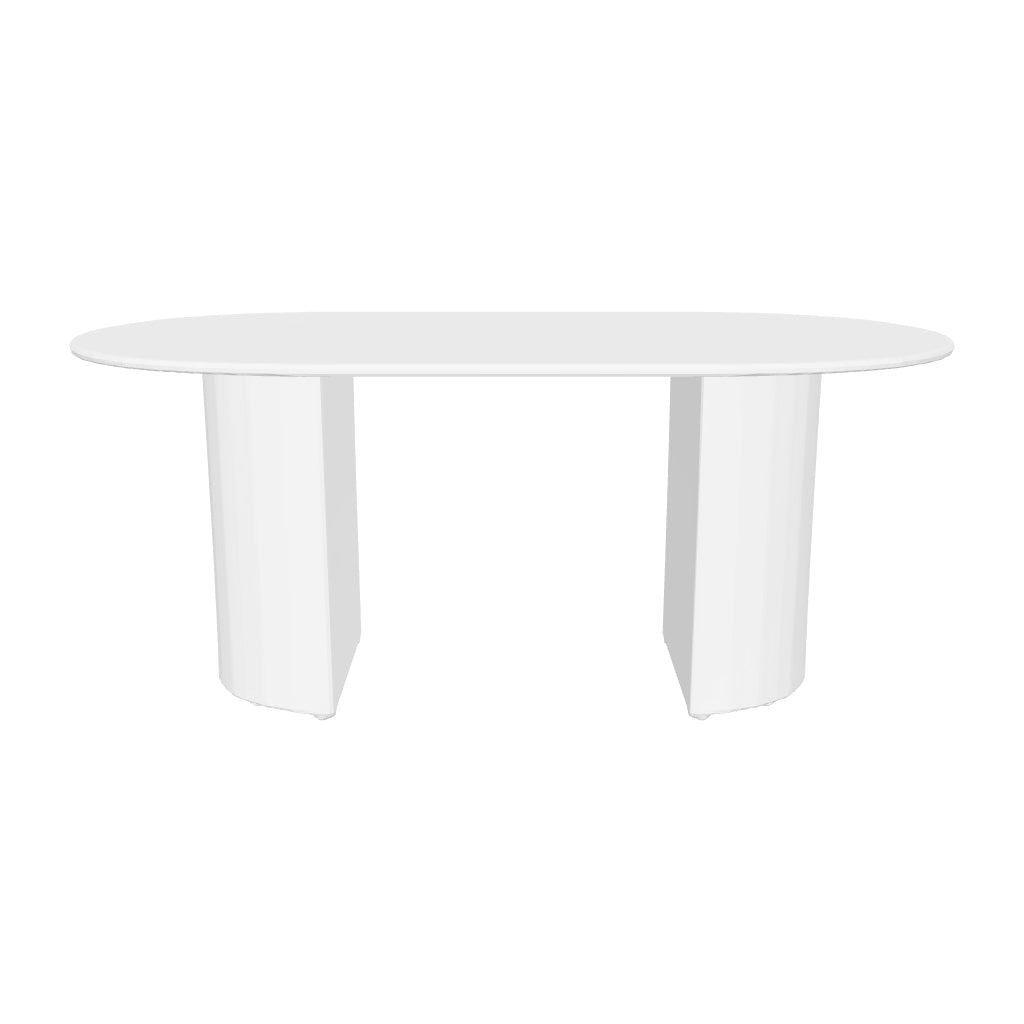 Table à manger ANNA plateau en céramique marbré blanc L 180 cm