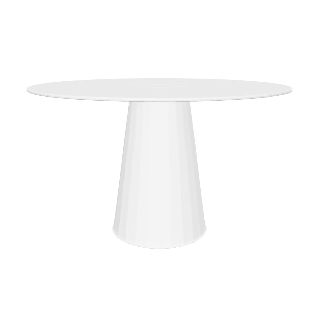 Table ronde DISCO miroir gris plateau transparent