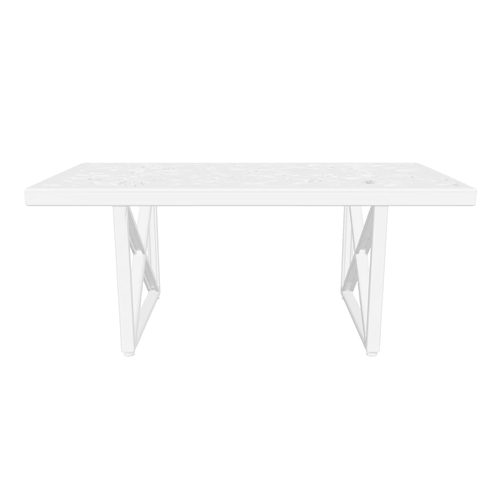 Table à Manger Design Verre Trempé Marbré Blanc & Métal Noir – 180×90 cm