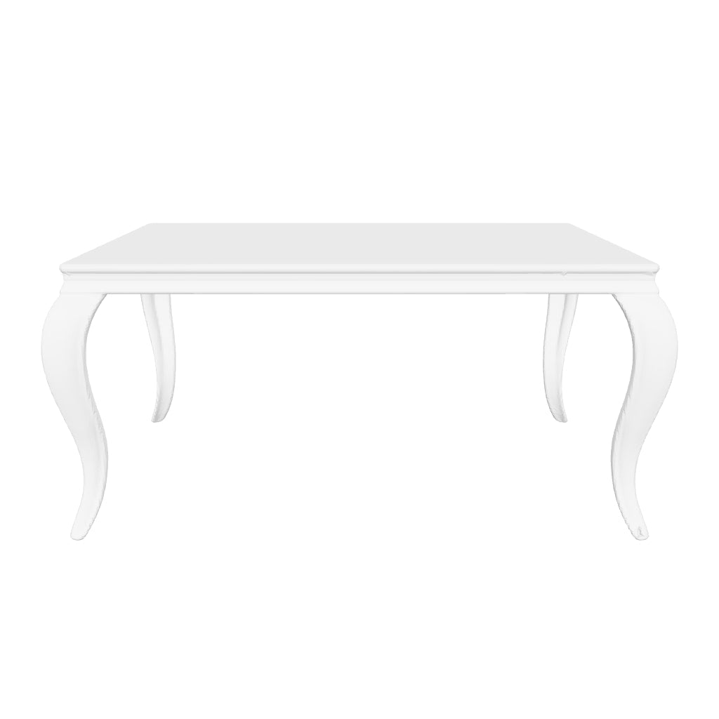 Table à manger verre effet marbre blanc chrome 180x90 cm BAROQUE
