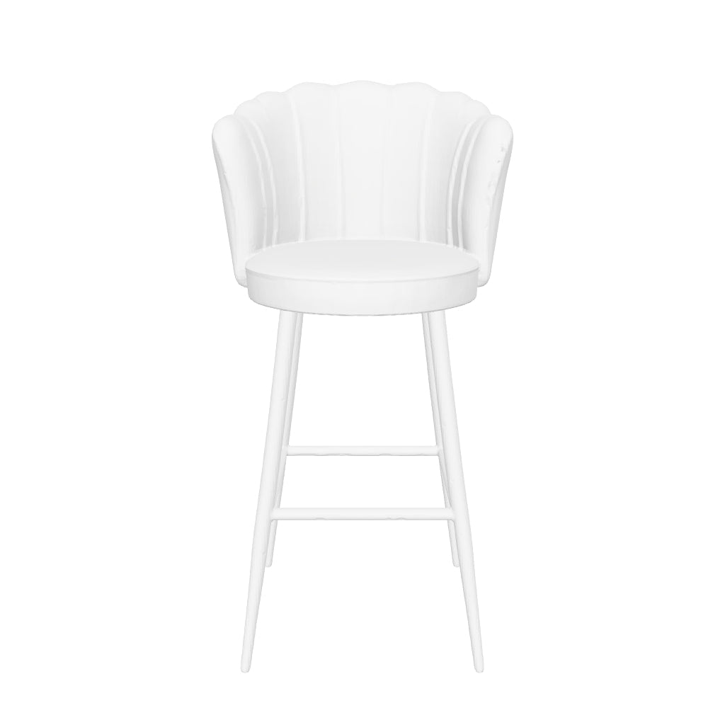 Lot 2 tabourets bar velours blanc réglables pieds chrome NYMPHEA