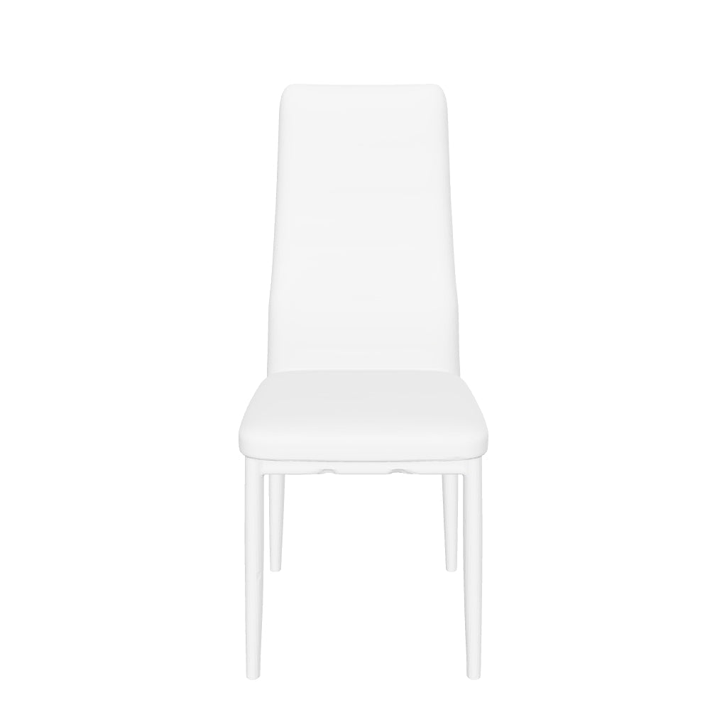 Lot 6 chaises simili cuir noir blanc pieds métal 52x45x90 cm TOLIA