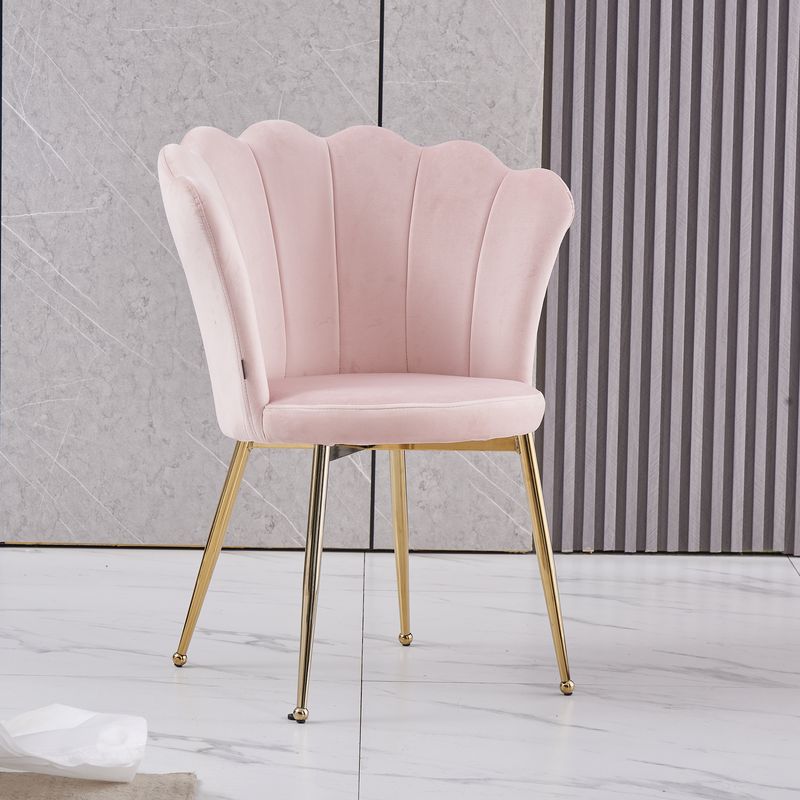Lot de 2 chaises NYMPHEA pieds Gold assise Velours Rose