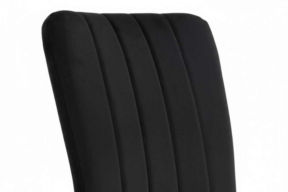 Lot 4 Chaises Salle à Manger Pony Velours Noir Pieds Métal Noir 57x42x95cm