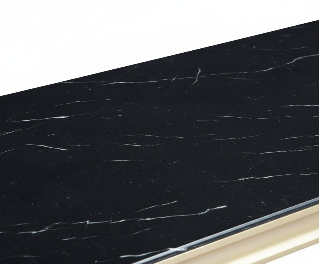 Table basse BAROQUE Gold 120x60x45 cm - Plateau Marbré noir