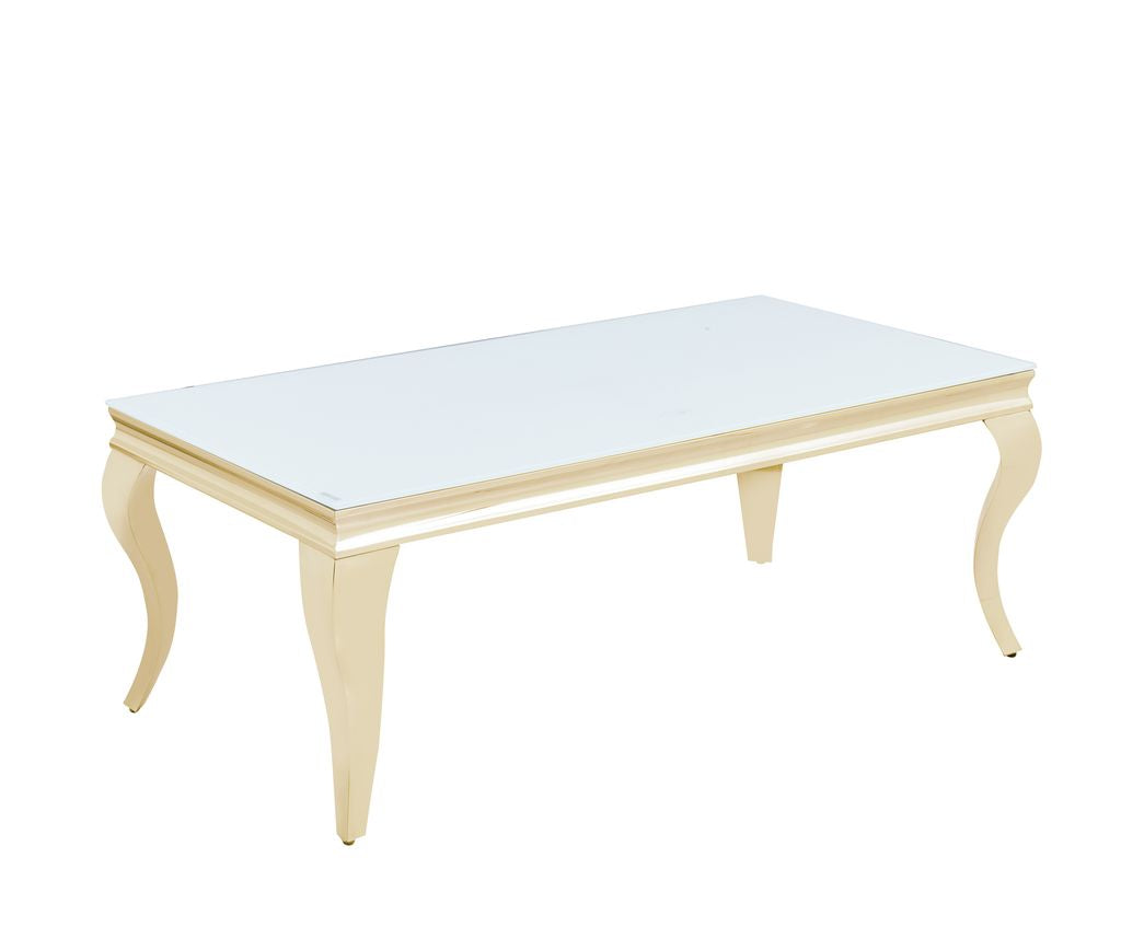 Table basse BAROQUE Gold 120x60x45 cm – Plateau blanc