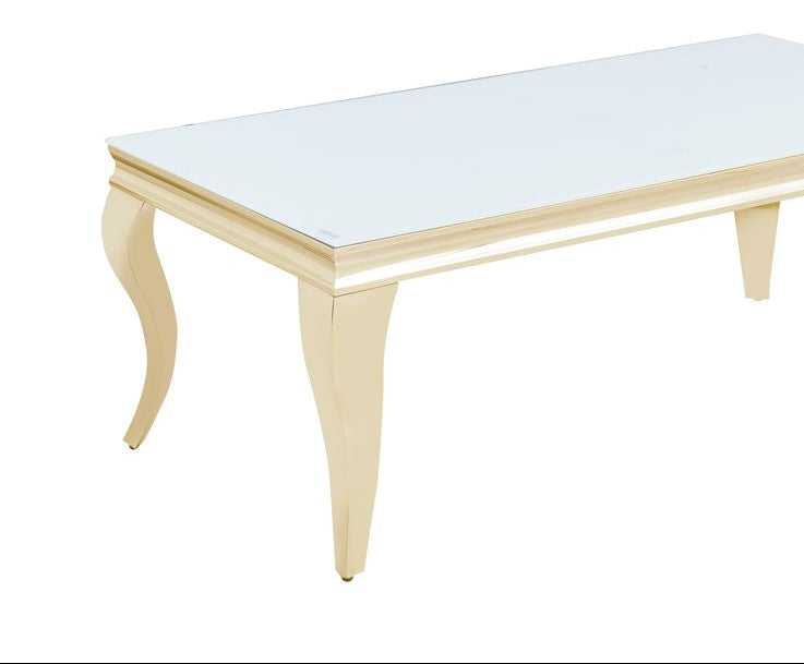 Table basse BAROQUE Gold 120x60x45 cm – Plateau blanc