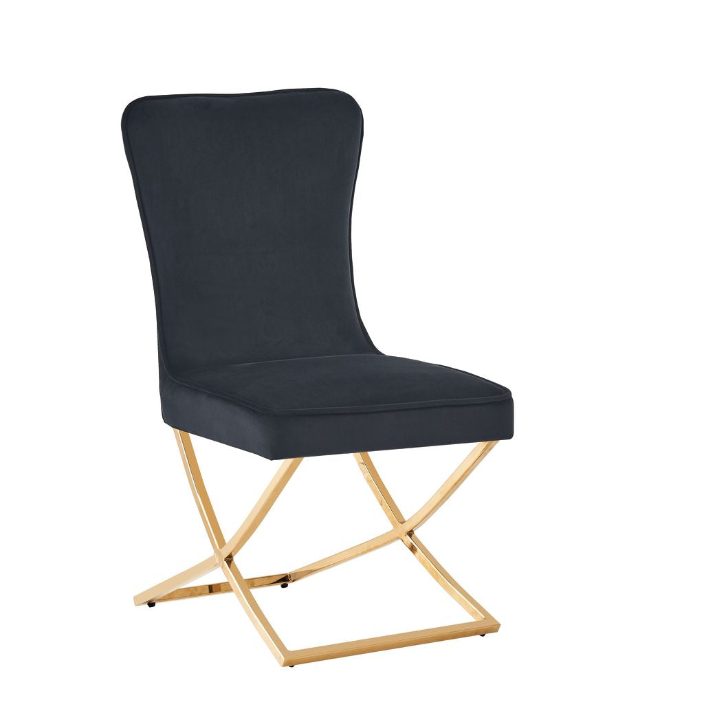 Lot de chaises GABRIELLE Gold Velours Capitonné #couleur_noir
