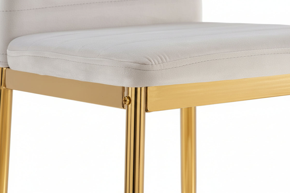 Lot 6 chaises velours moka pieds métal gold 52x45x90 cm TOLIA